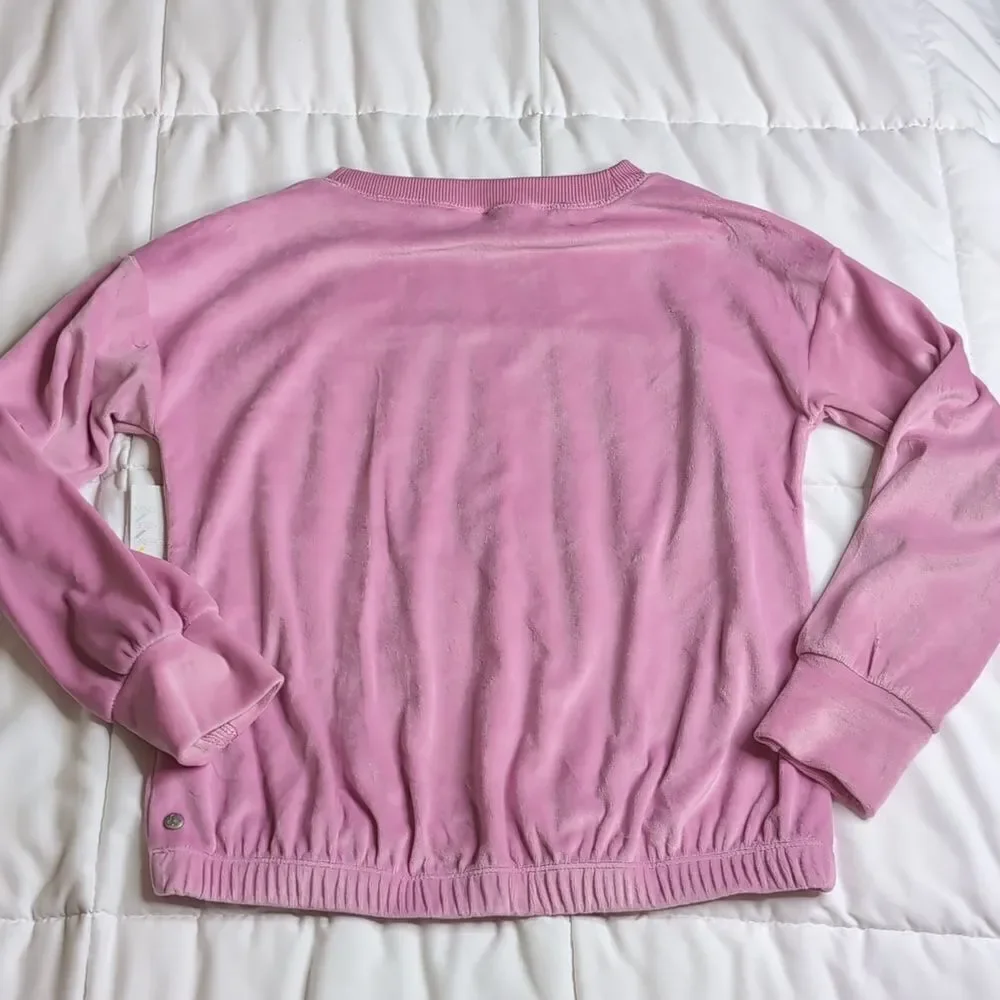Zella Girls XL (14/16) Pink Long Sleeve Velour Sweat Shirt, NEW